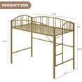 thumbnail image 2 of Loft Bed Twin Size, Heavy Duty Metal Loft Bed Frame with Arched Guardrail and Safety Ladder, Space-Saving, No Box Spring Needed, Gold, 2 of 7