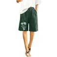 thumbnail image 6 of Cutuoiiu Workout Shorts Women Casual Loose Fit Flower Print Elastic Waist Knee Length Bermuda Shorts with Pockets for Summer and Daily Wear, 6 of 8
