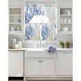 thumbnail image 4 of Coral Blue Green Beige Kitchen Curtains Sets 24 Inch Length with Valance, Summer Coastal Ocean Plant Swag Valances and Tiers Curtain Set Drapes Swag Curtains for Living Room, Bathroom, Bedroom, Cafe, 4 of 6