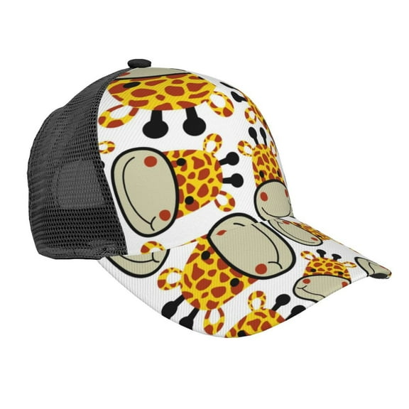 Lsque Giraffes Head Printed Trucker Hat - Baseball Cap for Men Women - Breathable Mesh Side, Adjustable Fit - for Casual Wear