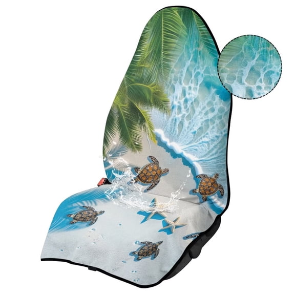 Binienty Beach Sea Turtle Starfish Waterproof Sweat Towel Car Seat Cover for Gym Workout Running Swimming Beach Hiking Anti-Slip Bucket Seat Protector Auto Interior Decor