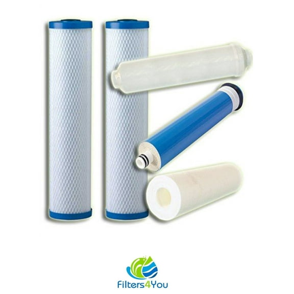 Complete 5 Stage Reverse Osmosis Replacement Filter Set with 50 GPD RO Membrane