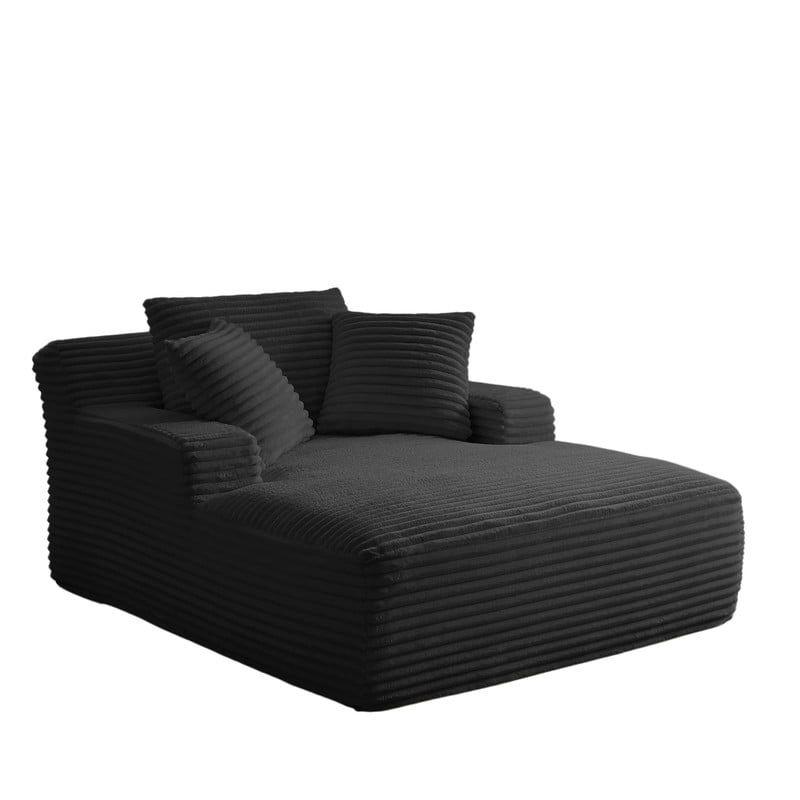 Oversized Chaise Lounge Chair Indoor, Upholstered Sofa Bed Sleeper Sofa Corduroy Cloud Couch Boneless Sofa Reading Chair with 3 Pillows for Living Room, 49.2''x66.1''