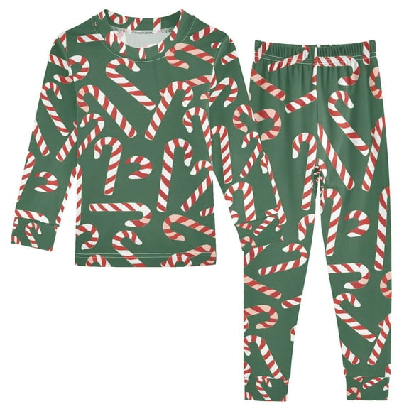 joogoo Candy Canes 2 Piece Long Sleeve Tee and Pants Cotton Pajama Set 5Y