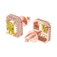 thumbnail image 2 of 2.44 ct Screw-Back Stud Earrings for Women | 7x5mm Emerald Cut Natural Citrine | 18K Rose Gold, 2 of 5