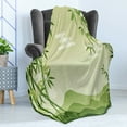 thumbnail image 4 of Green Leaf Soft Flannel Fleece Blanket, Abstract Bamboo Trees in Japanese Forest Botanical Oriental Outdoors, Cozy Plush for Indoor and Outdoor Use, 70" x 90", Lime Green Pale Green, by Ambesonne, 4 of 5