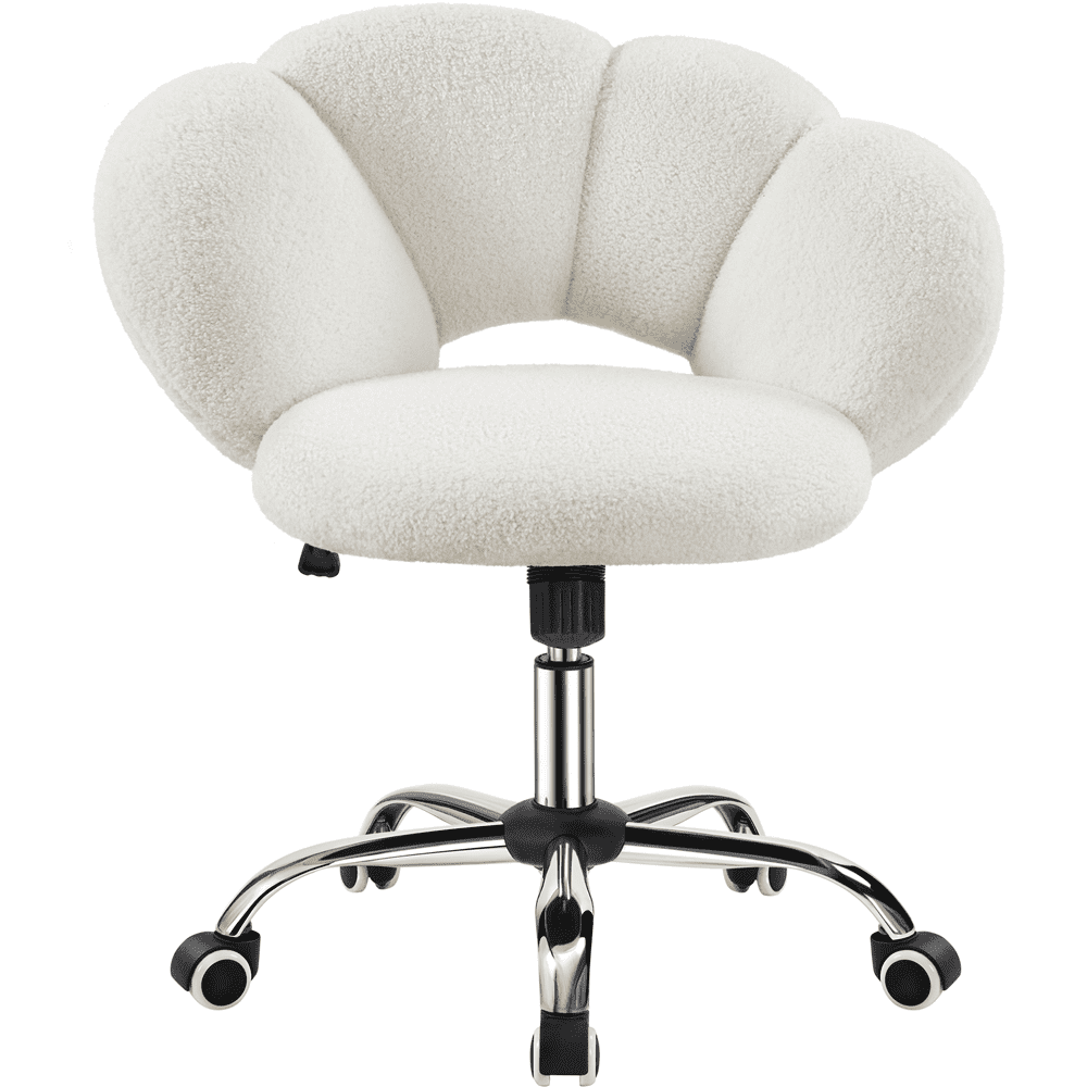 Yaheetech Upholstered Desk Chair with Cloud-shaped Backrest,White