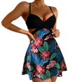thumbnail image 1 of Gibobby Trajes de Baño para Mujer Traje de baño de 3 piezas para mujer Conjunto de bikini de triángulo halter metálico con falda de playa(Negro,CH), 1 of 5
