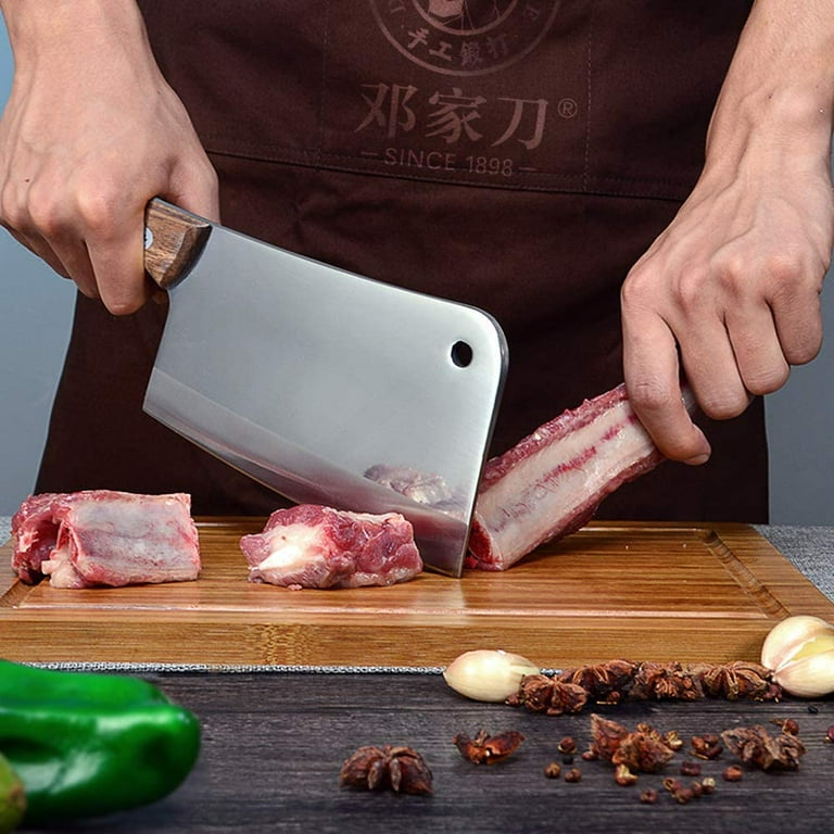 DENGJIA Heavy Duty Cleaver 7.5 Inch Chinese Bone Chopper Knife with Full  Tang Handle Vegetable Knife and Meat Cleaver - AliExpress