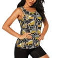 thumbnail image 2 of Xecao Excavator At Work print women's scoop neck, loose-fit workout tank tops for the gym., 2 of 9