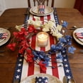 thumbnail image 4 of Patriotic Candle Wreath Independence Day Themed Red White Blue Floral Centerpiece Decor for Desk Holiday Celebration Flower Ring, 4 of 6