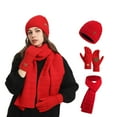 thumbnail image 2 of ZHOGXU Winter Beanie Hat Scarf Gloves Set For Women And Men Thick Caps Long Scarf Touchscreen Gloves Knitted Warm Comfortable Outfits 3 Pack For Daily Wear Red One Size, 2 of 6