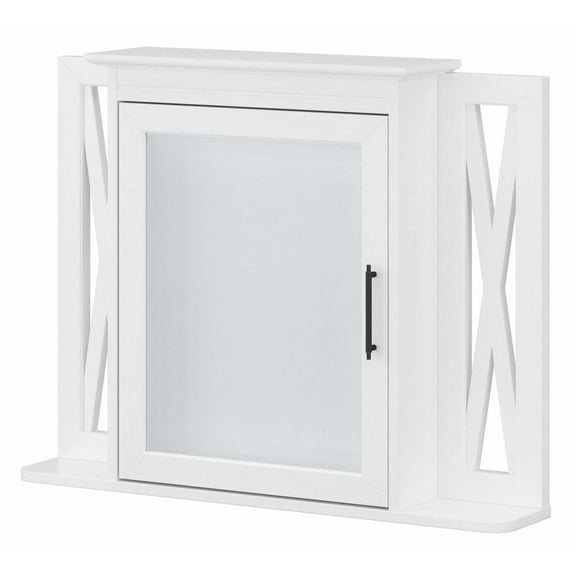 Bush Furniture Key West Bathroom Medicine Cabinet with Mirror in White Ash