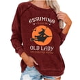 thumbnail image 1 of Rbaofujie Chandail à Capuchon pour Femmes Femmes Décontracté Manches Longues Col Rond Hauts Blouse Ample Imprimé Graphique Chandail en Molleton Vin Chandail d'Halloween, 1 of 4