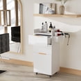 thumbnail image 2 of OmySalon Salon Trolley with Wheels, 2 Drawers & 1 Storage Cabinet, Salon Cart for Hair Stylist, Portable Styling Station for Barbershop Beauty Spa, 2 of 8
