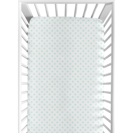 UPC: 0846480073581 | Blue and White Polka Dot Baby Girl Crib Sheet – Fitted Toddler Bed Nursery for Watercolor Floral Shabby Chic Collection by Sweet Jojo Designs