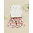 thumbnail image 2 of Suealasg Toddler Girl Clothes 6M 1T 2T 3T 4T Solid Color Ribbed Sleeveless Tank Tops and Flower Strawberry Print Skirts with Belt Kids Girls Summer 2Pcs Outfit Set, 2 of 6