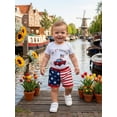thumbnail image 5 of BemeyourBBs Newborn Baby Boy My First 4th of July Outfit Baby Memorial Day Independent Day Outfit Short Sleeve Patriot Flag in Truck Letter Print Romper Star Stripe Shorts Set Baby Boy Summer Clothes, 5 of 9