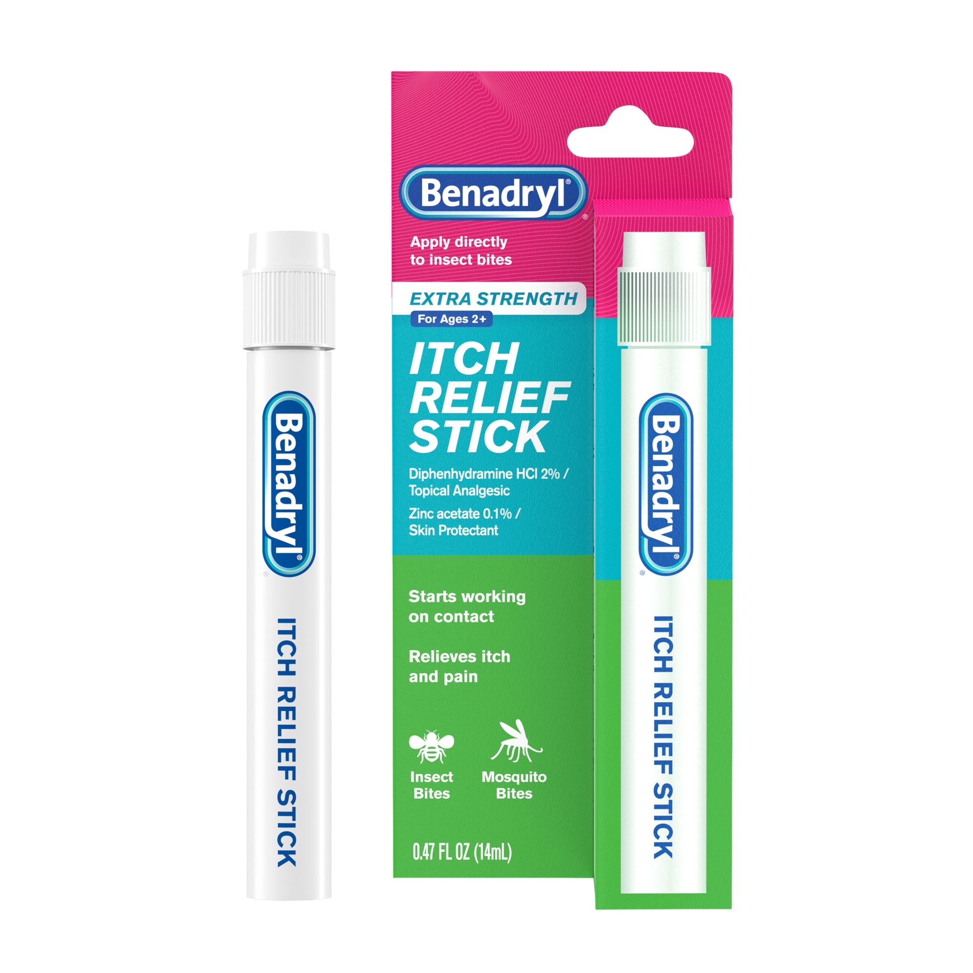 Benadryl Itch Relief Stick Extra Strength, Rashes, Insect Bites, Pocket Friendly, .47 ounces