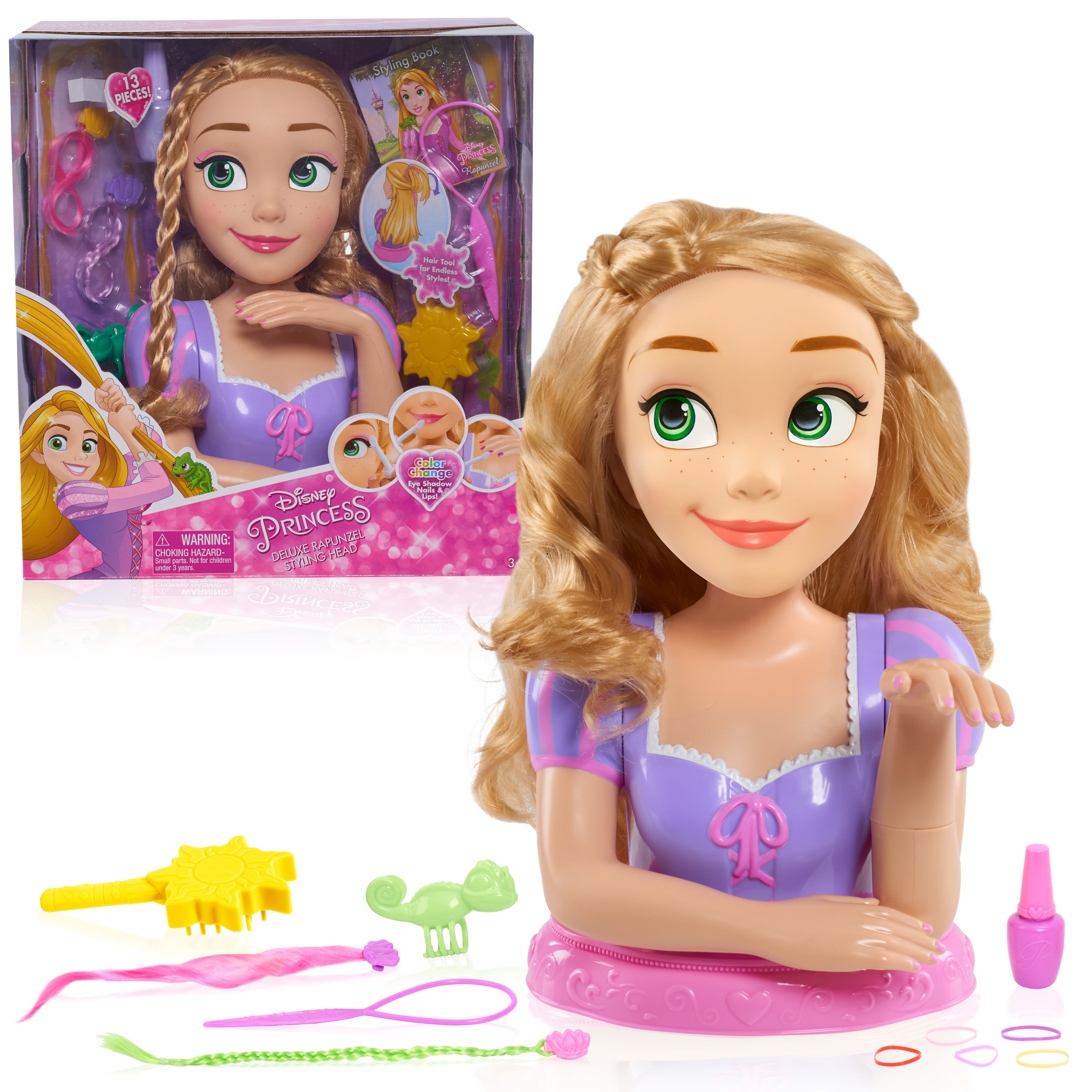 Photo 1 of Disney Princess Deluxe Rapunzel Styling Head, 13-pieces, Preschool Ages 3 up by Just Play ---- PACKAGING DAMAGED 