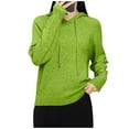 thumbnail image 3 of UTSJKR Women's Knitted Hoodies Casual Long Sleeve Drawstring Knit Textured Sweaters 2026 Fashion Solid Color Dressy Pullovers Mint Green M, 3 of 7