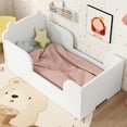 thumbnail image 2 of Yoneston Toddlers Floor Bed with High Safety Guardrail, Bear Shaped Cot Bed for Toddlers Boys Girls Ages 3-6, White, 2 of 8