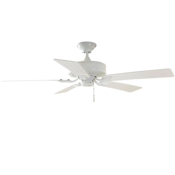 Hampton Bay Barrow Island 52 Pouces Ventilateur de Plafond Blanc Intérieur/extérieur avec Cinq Pales Réversibles (Boîte Ouverte Neuve)