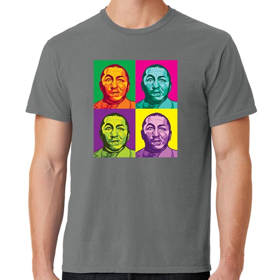 Mens Three 3 Stooges Curly Squared Cotton Tee Shirt, 2XL Pewter Grey