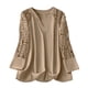 thumbnail image 3 of Ropa para adolescentes,Blusa de mujer con cuello en V, manga larga, encaje calado, informal, de poliéster, para usar en casa, sopatenor, 3 of 9