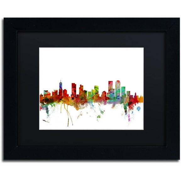 Trademark Fine Art 'Denver Colorado Skyline' Canvas Art by Michael Tompsett, Black Matte, Black Frame