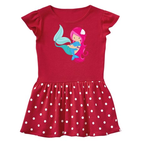 

Inktastic Mermaid And Dolphin Mermaid With Pink Hair Gift Baby Girl Dress