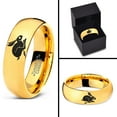 thumbnail image 4 of Tungsten Rabbit Bunny Small Pet Band Ring 7mm Men Women Comfort Fit 18k Yellow Gold Dome Polished, 4 of 4