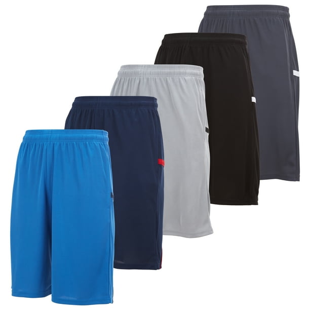5 Pack Mens Moisture Wicking Athletic Basketball & Gym Workout Shorts