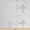 thumbnail image 3 of Metallic Clerical Church Cross Brocade Fabric 58/60" Wide Sold By The Yard Many Colors (White / Silver), 3 of 3