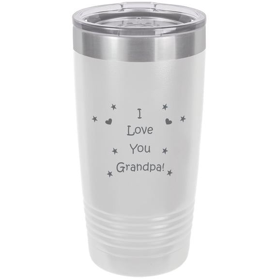 I Love you Grandpa! Stainless Steel Engraved Insulated Tumbler 20 Oz Travel Coffee Mug, White