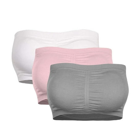 

Tube Tops Double Women Plus Size Strapless Bra Bandeau Tube Removable Padded Top Stretchy Polyester no underwire sports bra Multicolor