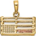 thumbnail image 4 of 14K Two-Tone Polished 3-D Lobster Trap Pendant (16 X 17) Made In Peru k1069, 4 of 6