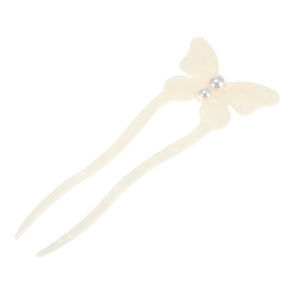Unique Bargains Simple Comfortable No Slip Butterfly Hair Forks for Women 1 Pc White
