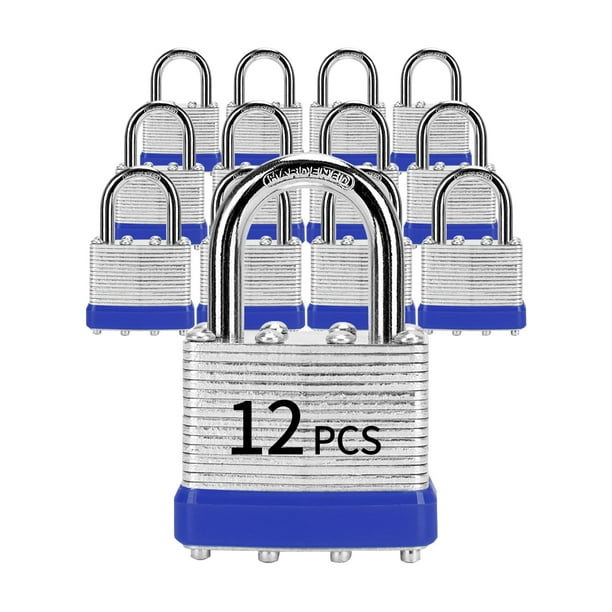 Candados con la misma llave Lqyn 12 piezas Candado con llave laminado (1-9/16"" 40 mm) Cerraduras con llaves iguales Grillete normal para casilleros de almacenamiento Pestillo para cajas de herramient
