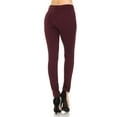 thumbnail image 4 of Auliné Collection Womens Solid Slim Fit Color Skinny Stretchy Ponte Pants Burgundy 2X, 4 of 4