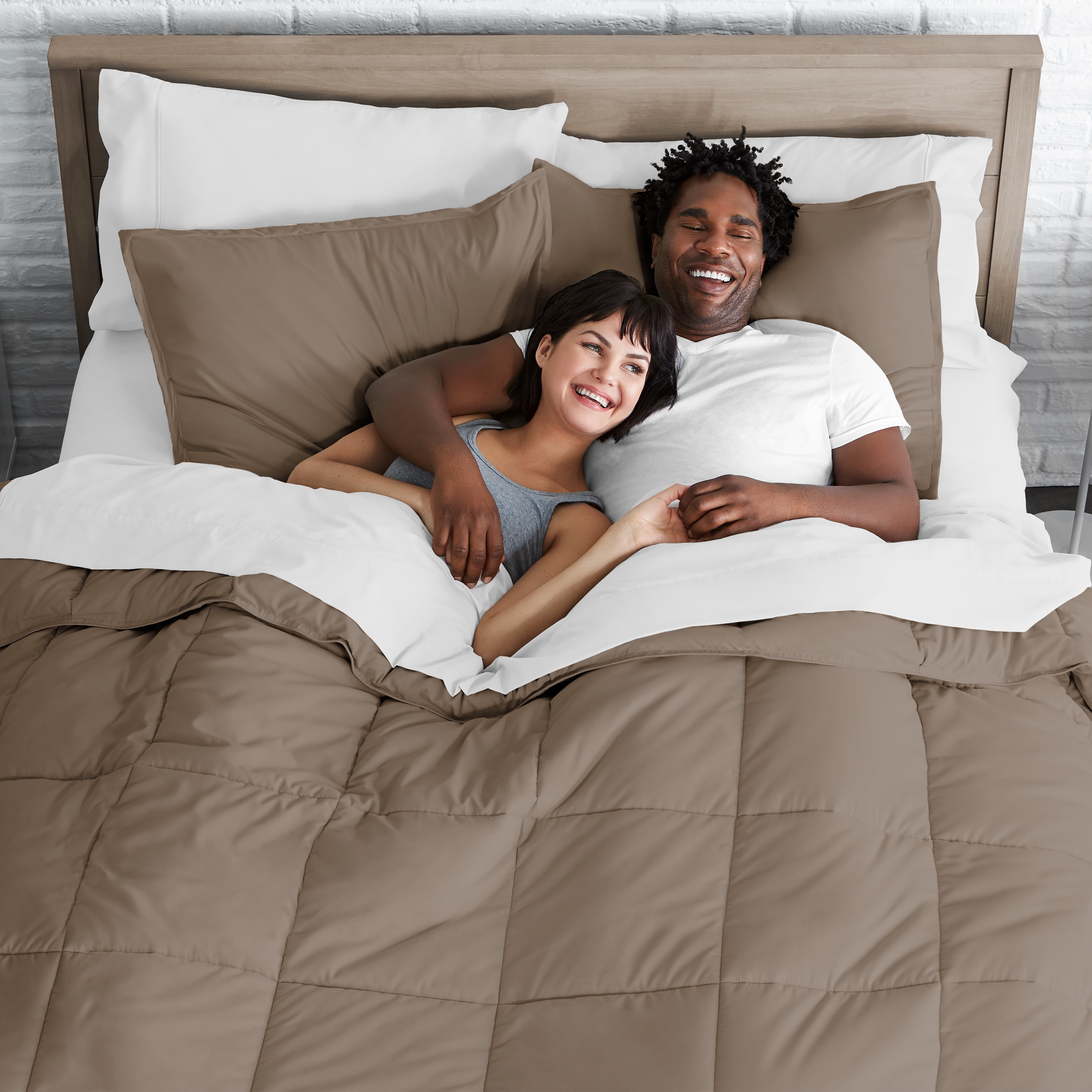 "Bare Home Taupe 7 Piece Bed in a Bag Comforter Set with Sheets, King"