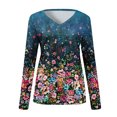 thumbnail image 4 of Camisas de manga larga para mujer, cuello en V, ajuste holgado, túnica de otoño, tops de otoño para mujer Pompotops  FGAJ8411, 4 of 5