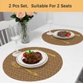 thumbnail image 5 of Vintage Rattan Round 15 Inch Placemats Set of 2, Minimalist Abstract Wicker Texture Brown HeatResistant Non Slip Place Mats for Dining Table, Wipeable Braided Kitchen Table Mats for Housewarming, 5 of 9