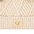 thumbnail image 2 of C.C Kids' Babies' Soft Stretch Cable Knit Faux Fur Pom Pom Beanie Hat, Criss Cross Beige, 2 of 5