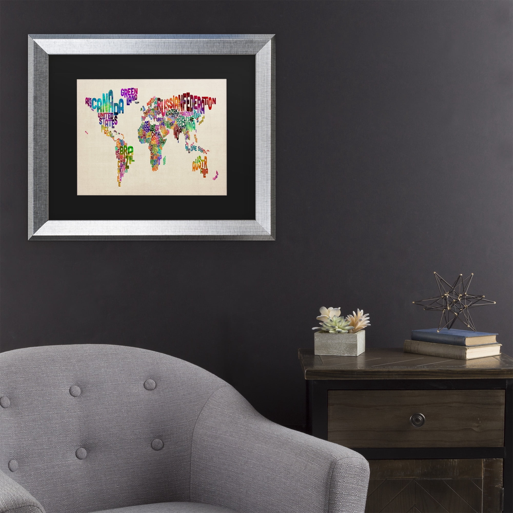 Trademark Fine Art 'Typography World Map II' Canvas Art by Michael Tompsett
