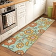 thumbnail image 3 of Teal Green Boho Floral Kitchen Runner Rug 2x6 Washable Runners for Hallway Non Slip Vintage Abstract Art Ethnic Flowers Large Area Rug Indoor Floor Carpet for Bathroom Laundry Entryway Bedroom, 3 of 8