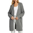 thumbnail image 3 of PNTUTB Fall Winter Women's Longline Knit Cardigan Solid Color Long Sleeve Coat Casual Loose Comfort Stretch Trendy Versatile Coat, 3 of 7