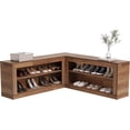 thumbnail image 7 of Finmind 2-Piece L-Shaped Corner Shoe Bench, Modular Wooden Nook Bench with Storage Shelves, 7 of 7