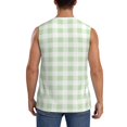 thumbnail image 4 of Fotbe Pistachio Green Checkboard Men's Camiseta sin Mangas Estampada para Hombres, Playera Casual para Gimnasio, Entrenamiento, Playa-Small, 4 of 7