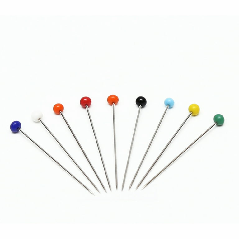 250 PCS Sewing Pins for Fabric, Straight Pins with Colored Ball Glass Heads  Long 1.5inch, Colored Pearl Head Stick Pins for Fabric, Dressmaker